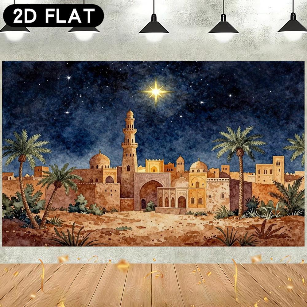 1Pcs Nativity Scene Manger Stable Decoration Background Winter Backdrop Decorations For Photo Studio Photo Booth Christams Party