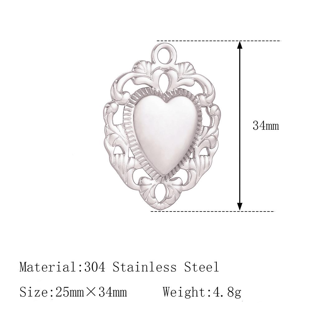 3Pcs Large Heart/Sun Face/Flower Charms Stainless Steel Rectangle Big Pendants for Jewelry Connector DIY Necklace Jewelry Making