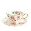 Vintage Rosen Keramik Kaffeetasse und Untertasse Set, Goldrand Porzellan Teetasse, Elegantes Blumenmuster Teetasse für Nachmittagstee Heimdeko Geschenk