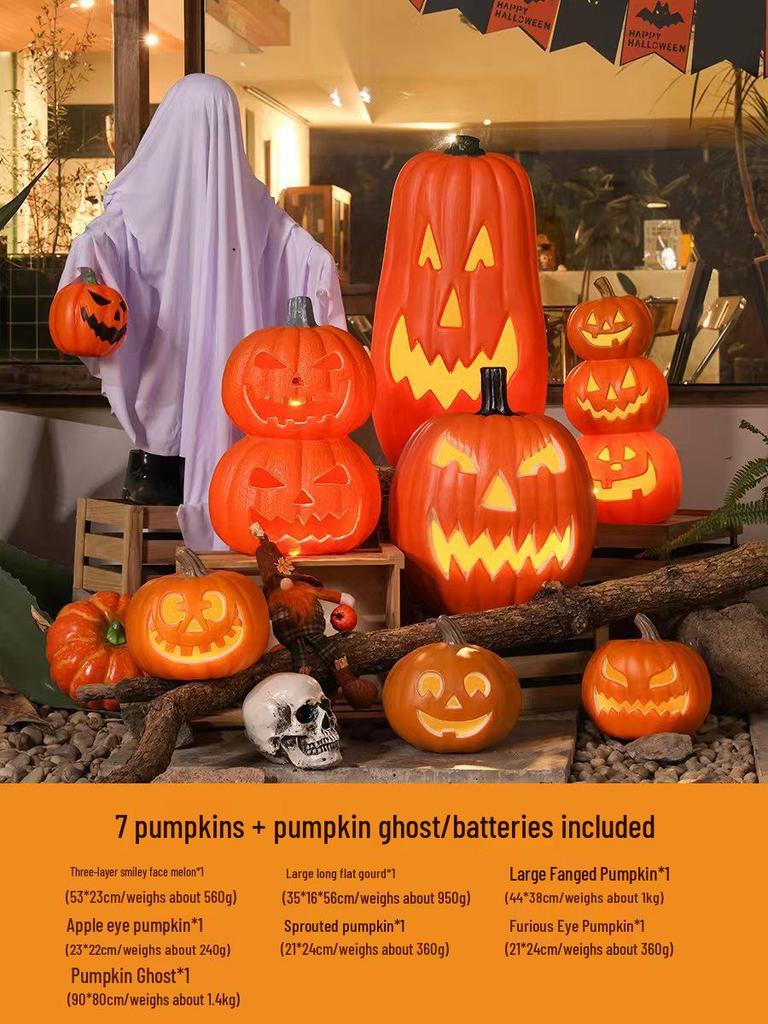 Luminous Halloween Pumpkin Lantern Decoration - Large Outdoor Display for Shopping Malls and Events
