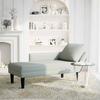 Chaise Longue com Almofada e Braço Direito Veludo Cinza Claro