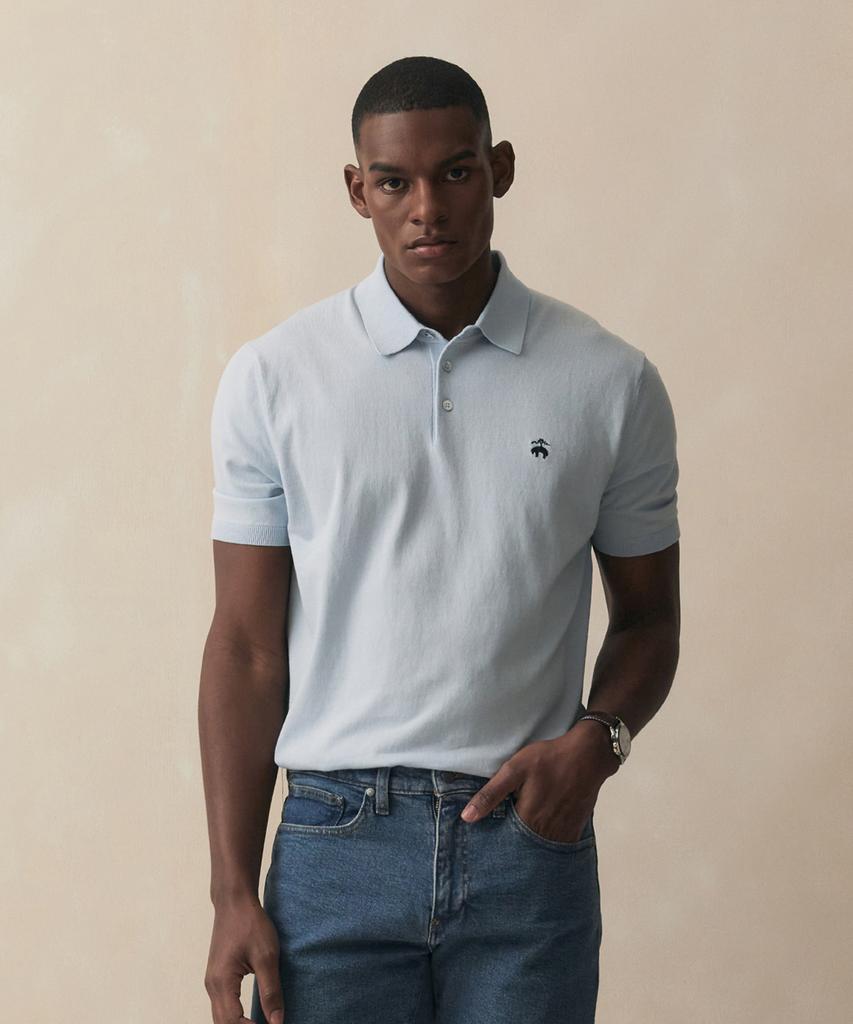 BROOKS BROTHERS Cotton Polo Short Sleeve Sweater (Light Blue) (Bbwtmb202Alfm)