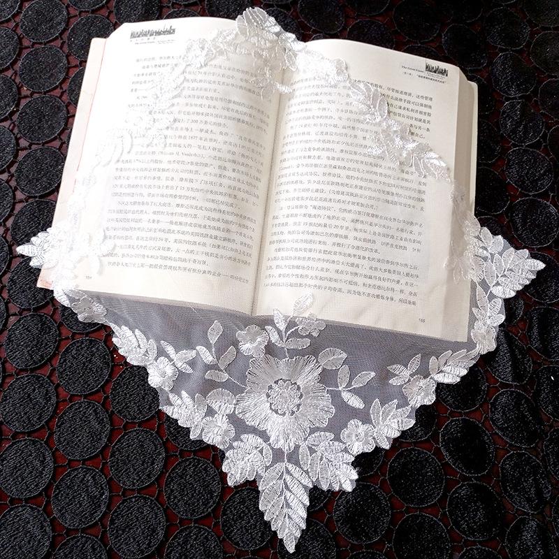 

Dust-Proof Mesh, Gauze, Fabric Decorative Mat, Lace Dining Table Mat, Household Plate And Bowl Mat, Square Embroidery Mat, White And Beautiful. The diameter is about 30CM.