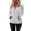 New Style Women's Fall Winter High Neck Zipper Pocket Long Fleece Hoodie