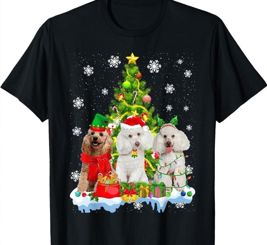 Christmas Poodle Dog Xmas Dog Lover CHRISTMAS 2024 black All sizes E32.4 Unisex T-Shirt M