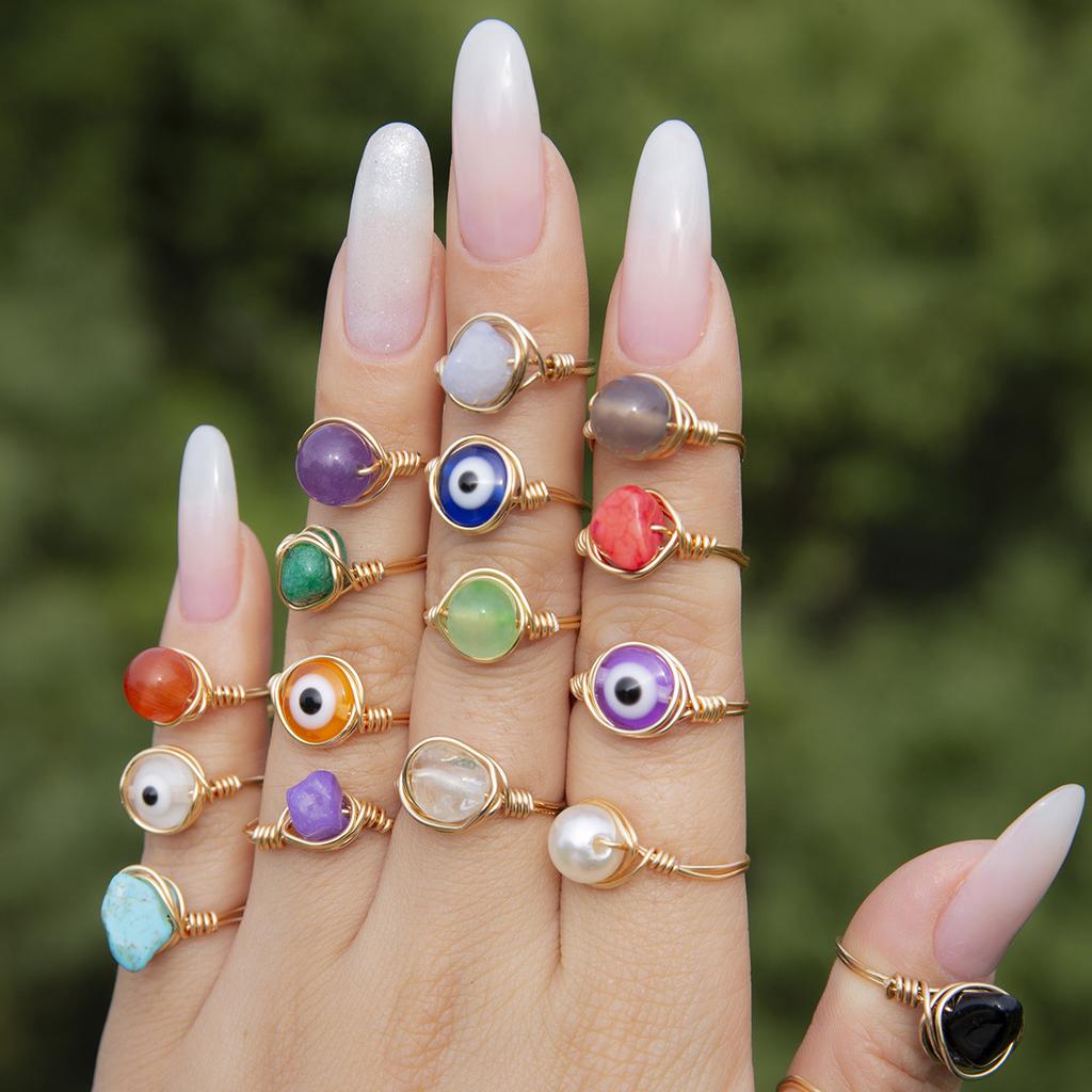 Creative And Simple Ethnic Style Eye Gravel Ring Female, Irregular Personality Luminous Ring