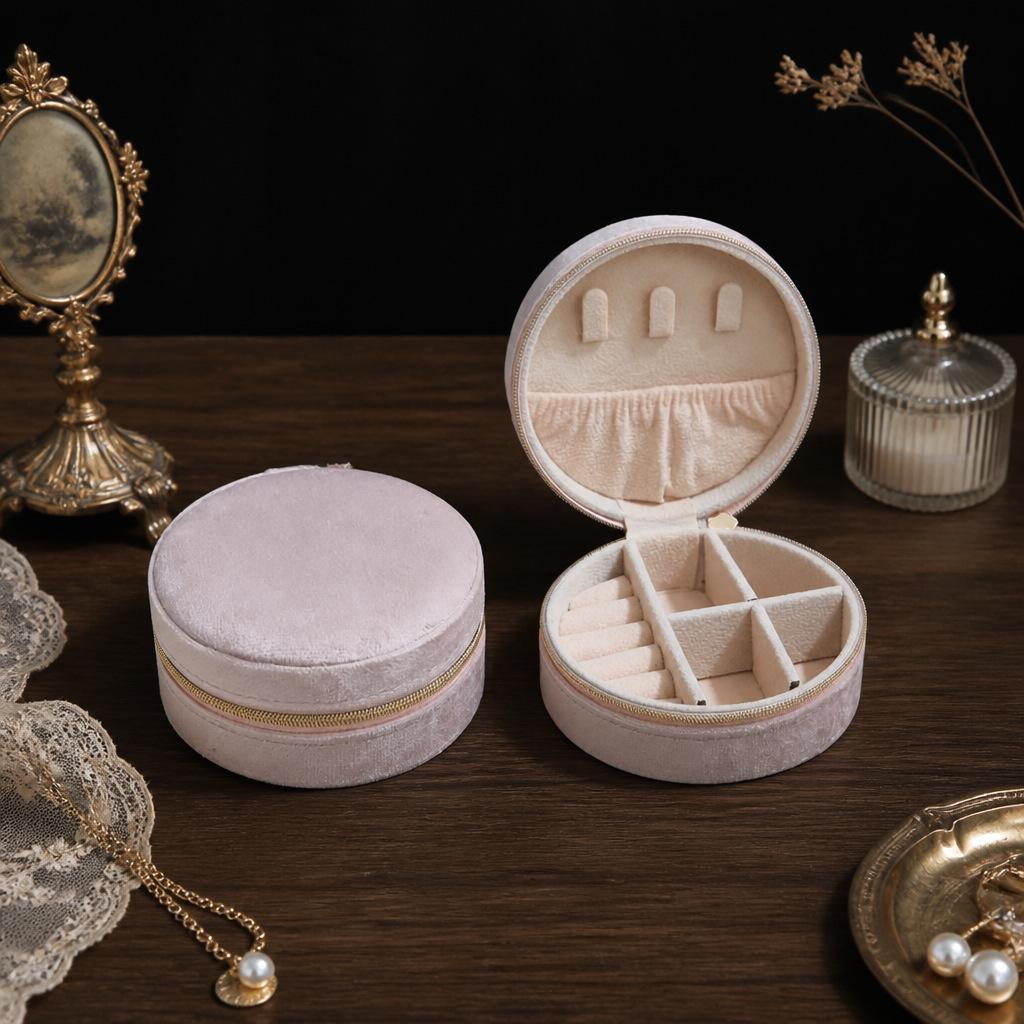 Elegant Velvet Jewelry Box with Mirror for Necklaces, Rings, and Earrings