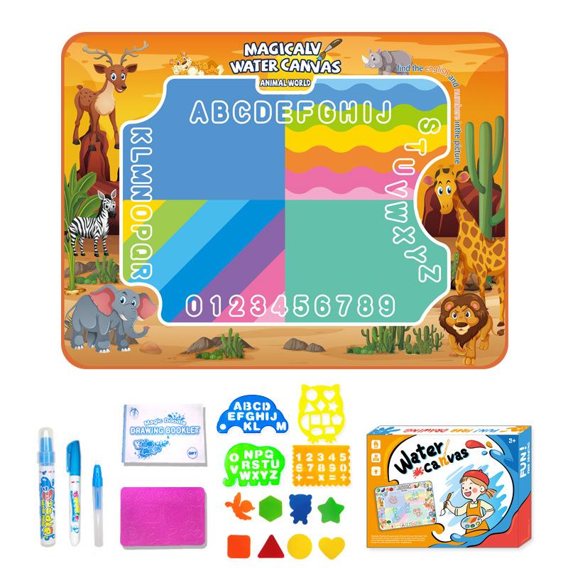 Magic Water Canvas Children Water Painting Blanket Early Learning Oversized Animal Dinosaur Numbers Magical Color Diy Toy