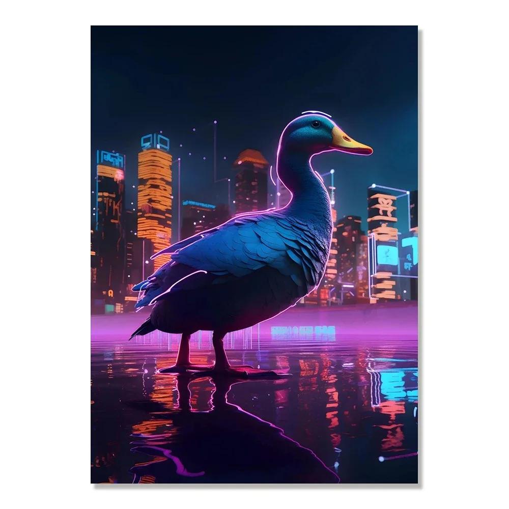 Cyberpunk Style Future Fantasy Lion Monkey Agent Animal Poster Wall Art Canvas Painting for Living Room Home Decoration