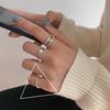 Korean Style S925 Silver Plated Geometric Open Finger Ring - Women's Vintage Hip Hop Jewelry for Index or Pinky Finger.