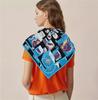 90x90cm New Design Shawl Geometric Printed Silk Scarf Square Scarves Lady Wraps Kerchief Woman Neck Shawl Wraps Echarpes