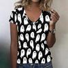 Women's V-Neck Halloween Print Blouse Lightweight Spring Summer Top