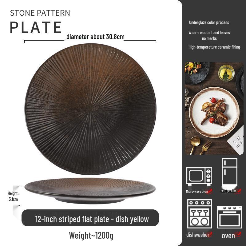 Japanese Ceramic Retro Dining Plate for Pasta, Steak, and Desserts