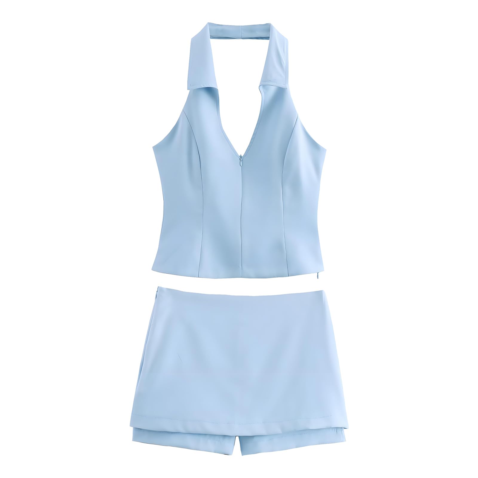 Women s Fashion V-Neck Sexy Backless Over-the-Shoulder Top And Skirt Pants Set L