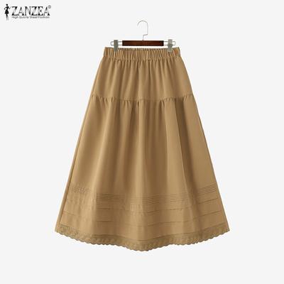 Frauen Casual elastische Taille lose Sommer lange Röcke