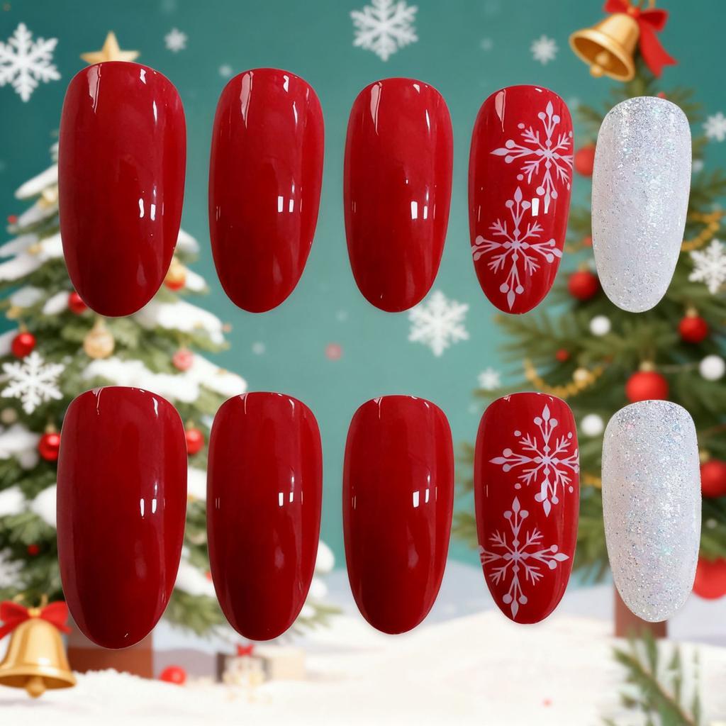 Christmas hot-selling nail art wearing nail high fashion letter snowflake glitter long almond wearing nail