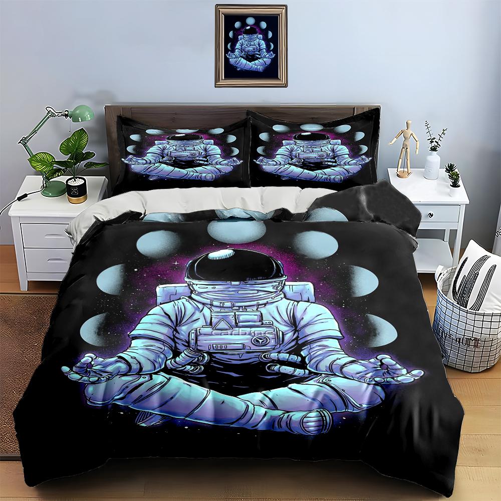 Meditative astronaut artwork Bedding Duvet cover sets Duvet covers Pillowcases gifts (1 * Duvet Cover 2 * Pillowcases, without duvet insert)