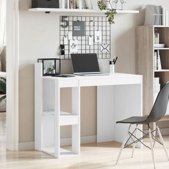 VidaXL Bureau blanc 103,5x56,5x94 cm bois d'ingénierie, bureau d'écriture, bureau d'ordinateur, bureau à domicile, bureau 847975