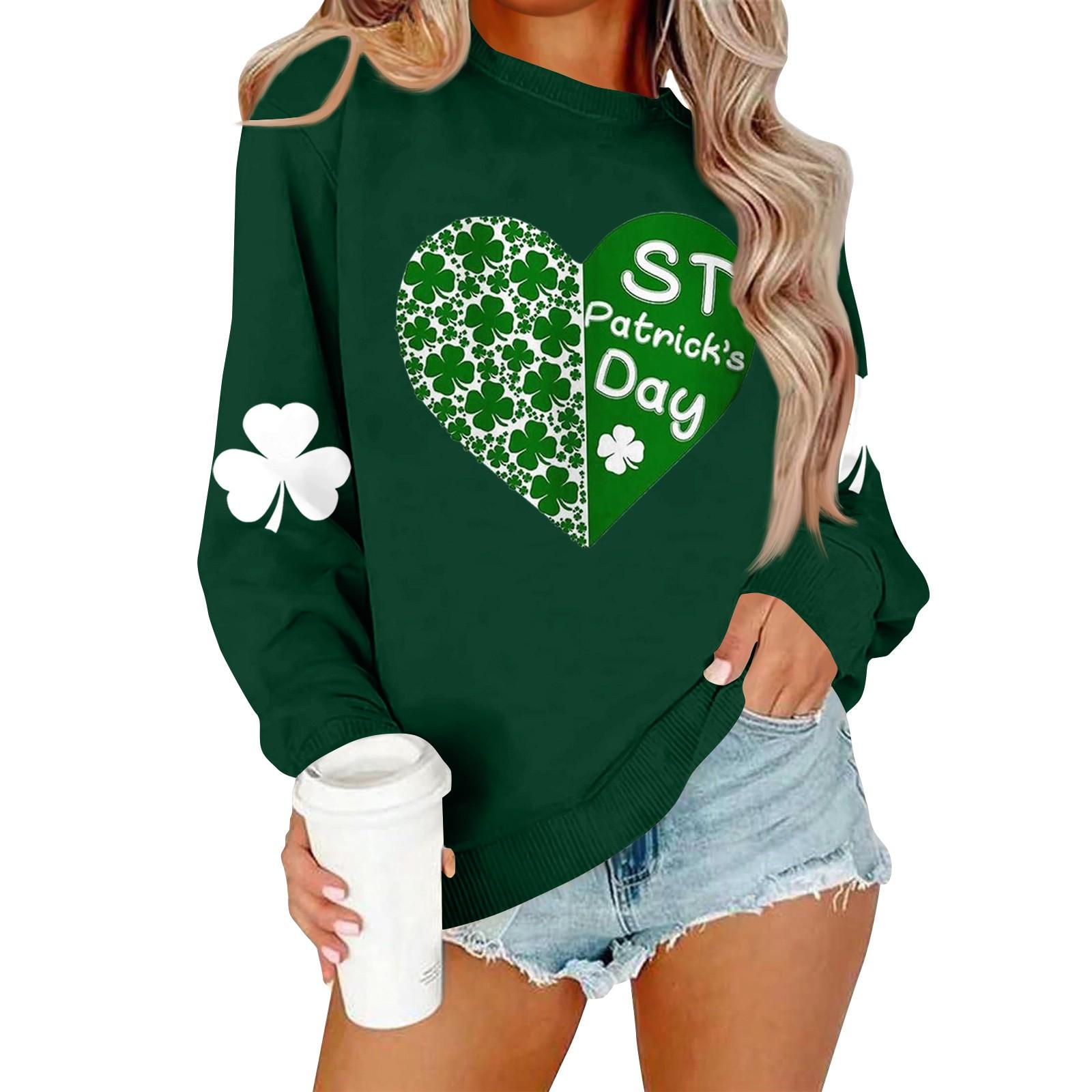 

Женские повседневные модные толстовки с длинным рукавом и круглым вырезом с принтом, пуловер, топ XL зелёный