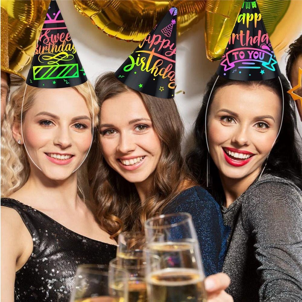 

12pcs Foldable Scratch Painting Paper Hat Festival Triangular Hats Birthday Party Decor 12pcs