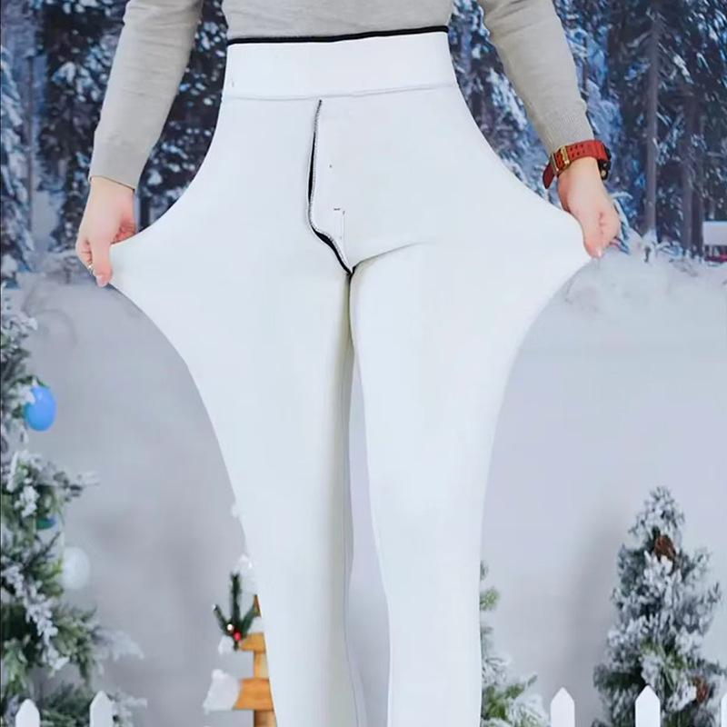 Herren High Waist Warme Samt Schwarze Hose - Dicke Lammfell Leggings, Große Größe, Baumwolle, Winterbekleidung.