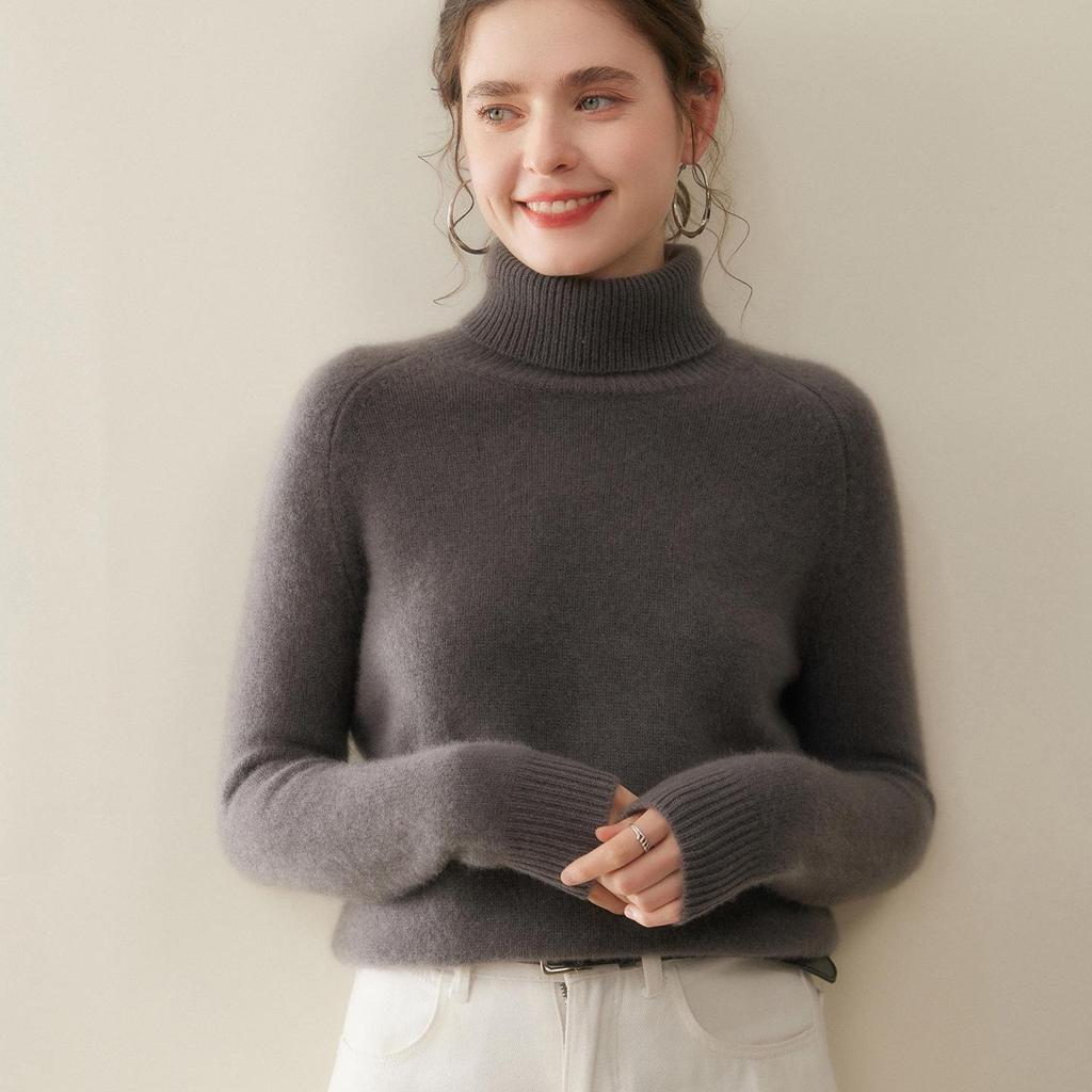 2025 Fall/Winter Women's High Neck Soft Five-Needle Thick Cashmere Sweater Base Layer
