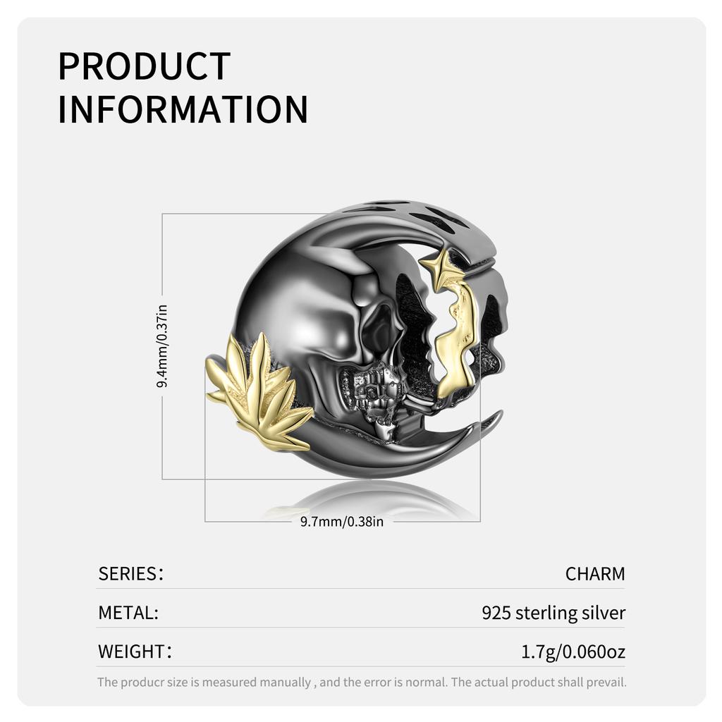 925 Sterling Silber Schmetterling Schädel Schwarz Gold Geist Haunted Charme für Original Luxus Marke Weiblichen DIY Schmuck