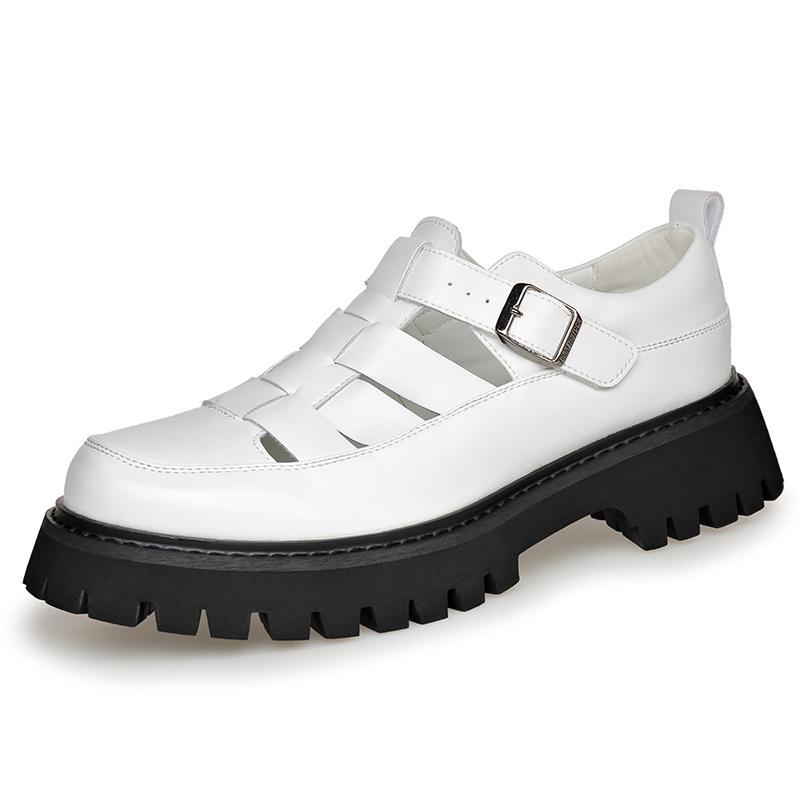Summer White Men Rome Genuine Leather Roman Sandals Gladiator Sandalias Romanas Hombre Flat Sandles Big Size 38-45
