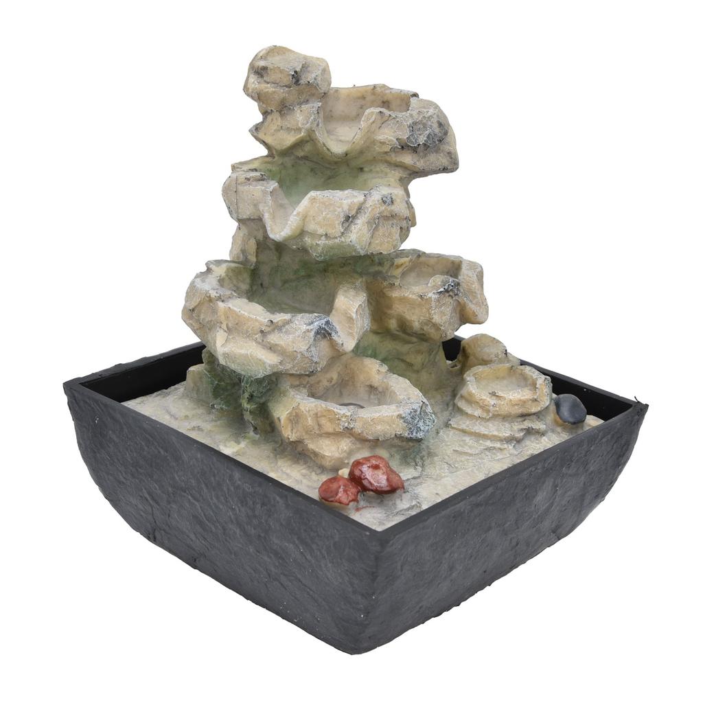 Indoor Fountain Ornament with LED Light Home Office Tabletop Resin Feng Shui Decoration CraftUK