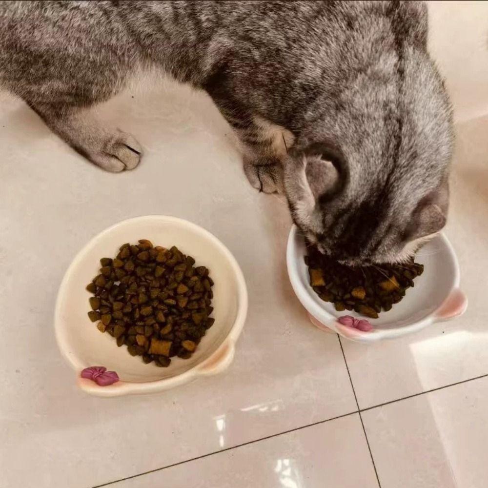 Cute Pet High Foot Bowl Ceramic Dog Food Feeding Basin Pet Drinking Feeder  Kitten Puppy