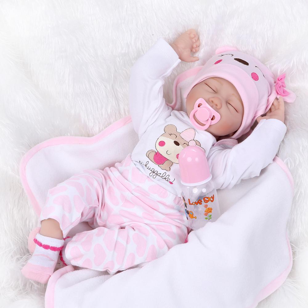 40/55 cm Cute Sleeping Reborn Baby Doll for Girl Boy Soft Cloth Body Rebirth Doll Handmade Implanted Mohair Simulation Dolls Like Real Kids Xmas Gifts