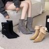 2025 Autumn and Winter New Pointed Thin Heel High Heel Suede Temperament French Fashion Sexy Beautiful Women Short Boots