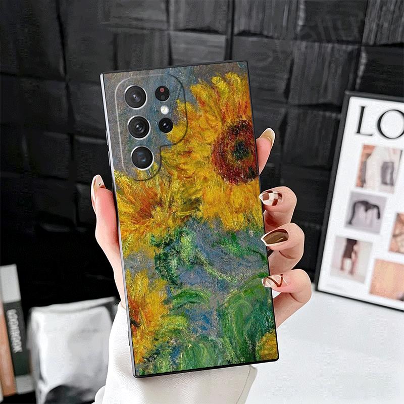Van Gogh Oil Painting Aesthetics Soft Phone Case for Samsung Galaxy S26 S25 Edge S24 Ultra S23 Plus S22 S21 FE S20 Black Cover B