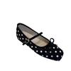 French Retro Polka Dot Small Single Shoes Square Head Mary Jane Shoes Summer Women'S Word With Flat Shoes