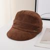 Minimalist cold wind cap women's retro suede short-brimmed hat autumn and winter versatile face small equestrian hat