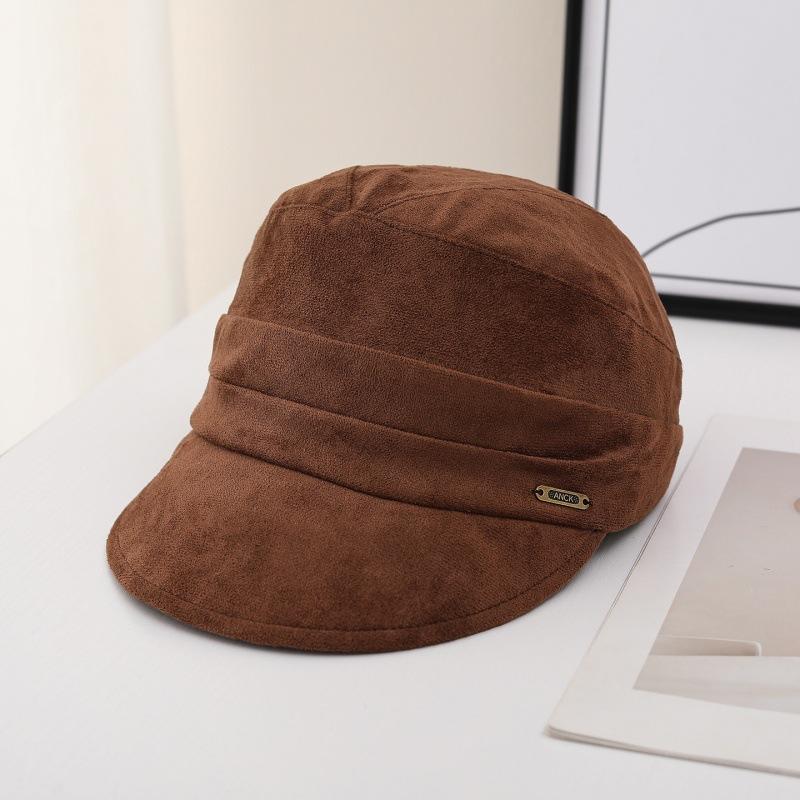 Minimalist cold wind cap women's retro suede short-brimmed hat autumn and winter versatile face small equestrian hat