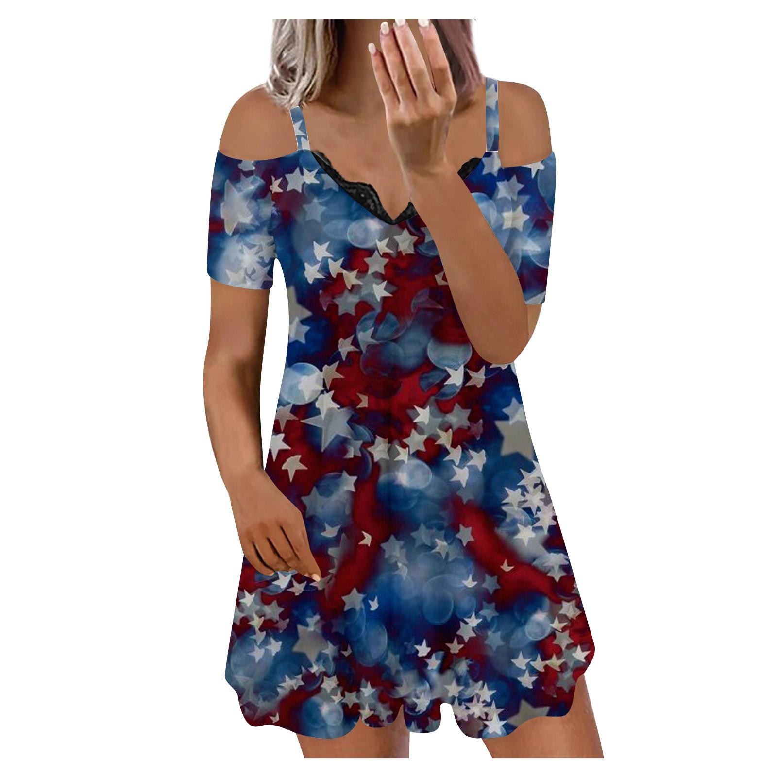 

Women s Dress Casual Independent Day Print Skirt Sundress S