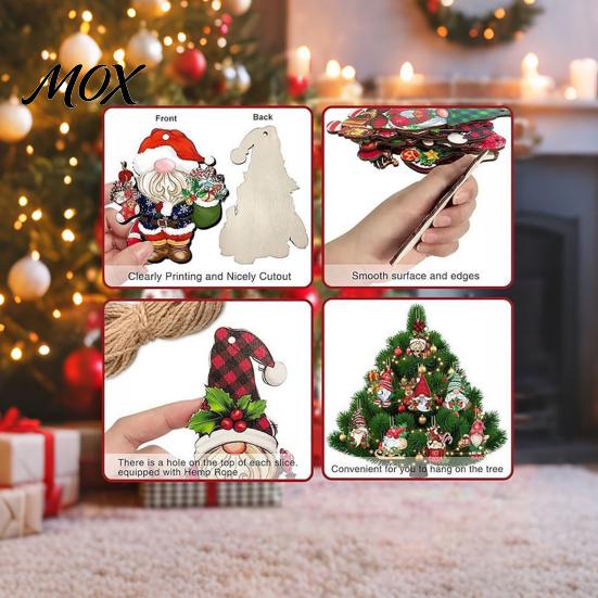 Decorative Gingerbread Elk Ornaments 24/48Pcs Christmas Wooden Hanging Ornaments, Gnome Ball Porch Eave Decorations Tags, Xmas Tree for Home