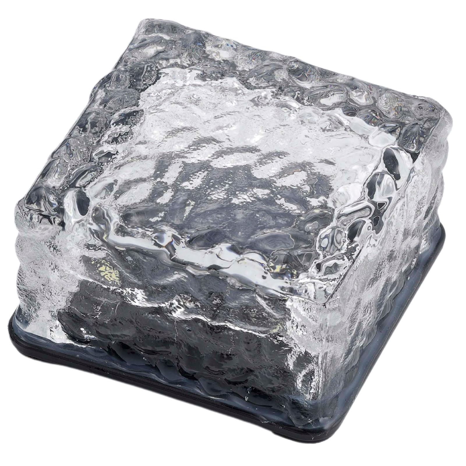 

Large glass cubic garden light, solar-powered