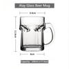 HeYLiLac 405ml Clear Thickened Lead-Free Glass Beer Mug - Heavy Duty Drinking Cup for Home/Bar