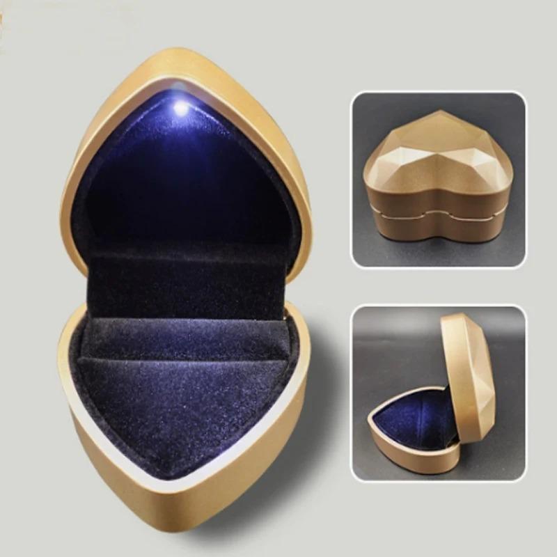 Creative Heart-shaped LED Diamond Ring High-end Illuminated Necklace Gift Boxes Proposal Gift Packaging Jewelry Boxes