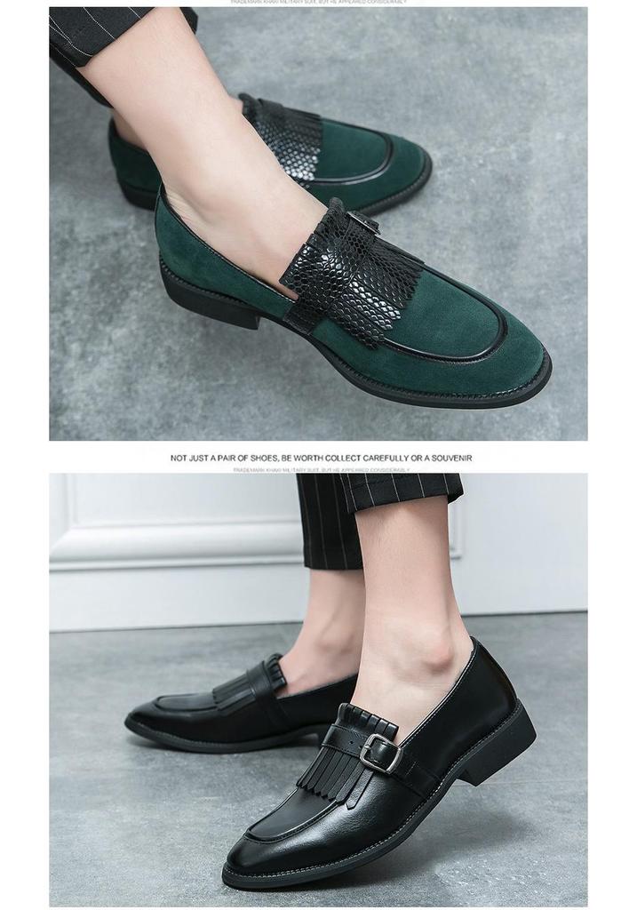 Men's Retro Tassel Loafers: Cross Buckle Slip-On British-Style Leather Shoes