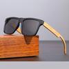 New Men Square Casual Sunglasses Wood Grain Spring Hinges Eyeglasses UV400 Protection Unisex Outdoor Daily Eyewear