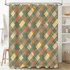 Plaid Shower Curtain Waterproof Fabric Decorative Bath Mat Home Decoration Red Blue Green White Striped Print Size Customizable