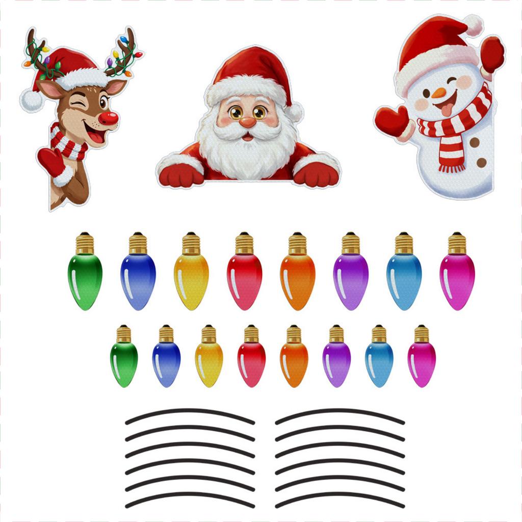 Weihnachts Reflektierendes Magnetisches Aufkleber-Set - Feiertags Glühbirnen-Magnete für Auto- und Kühlschrankdekoration