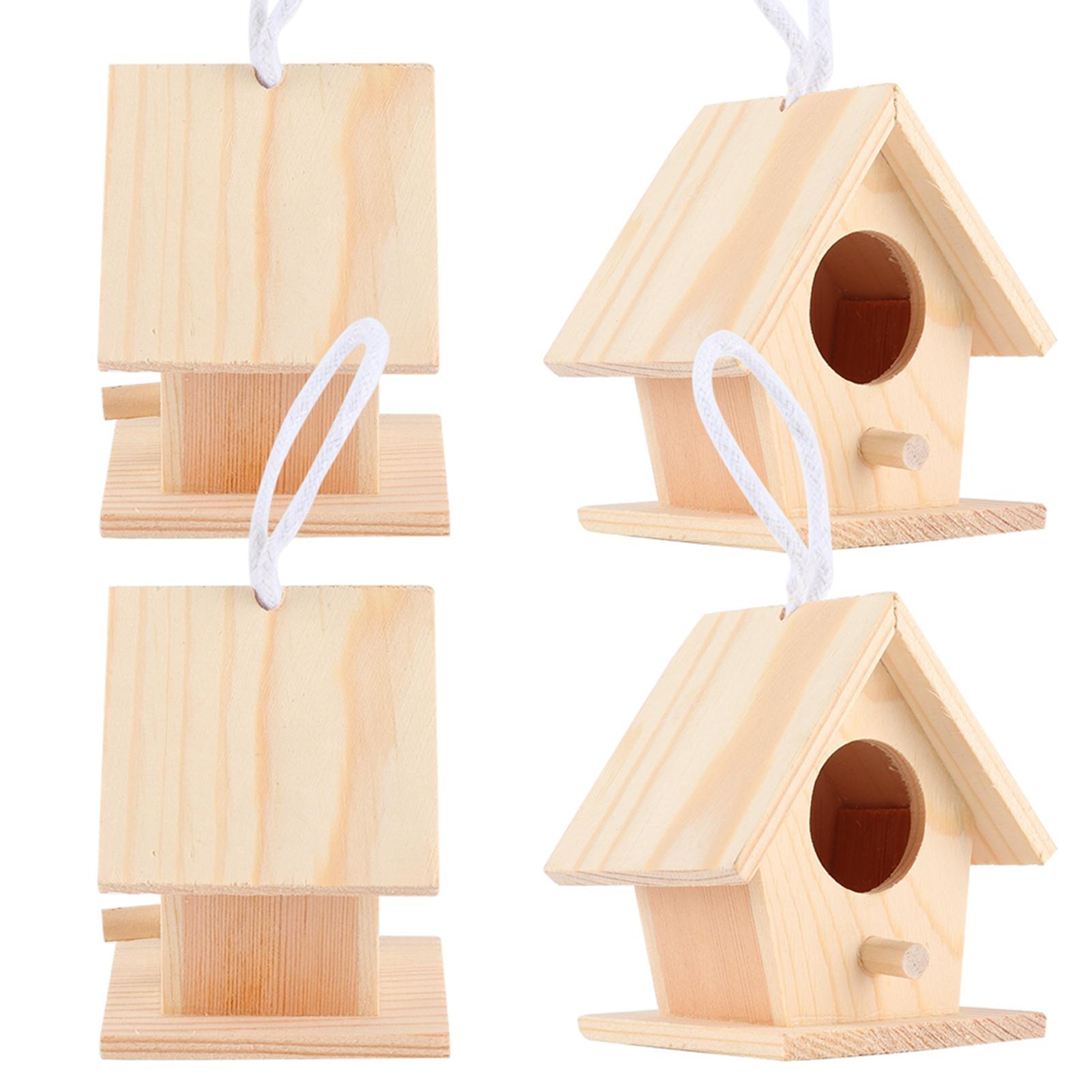 

4Pcs Outdoor Wooden Bird House Hanging Bird Resting Nests Box Garden Decoration Ornament