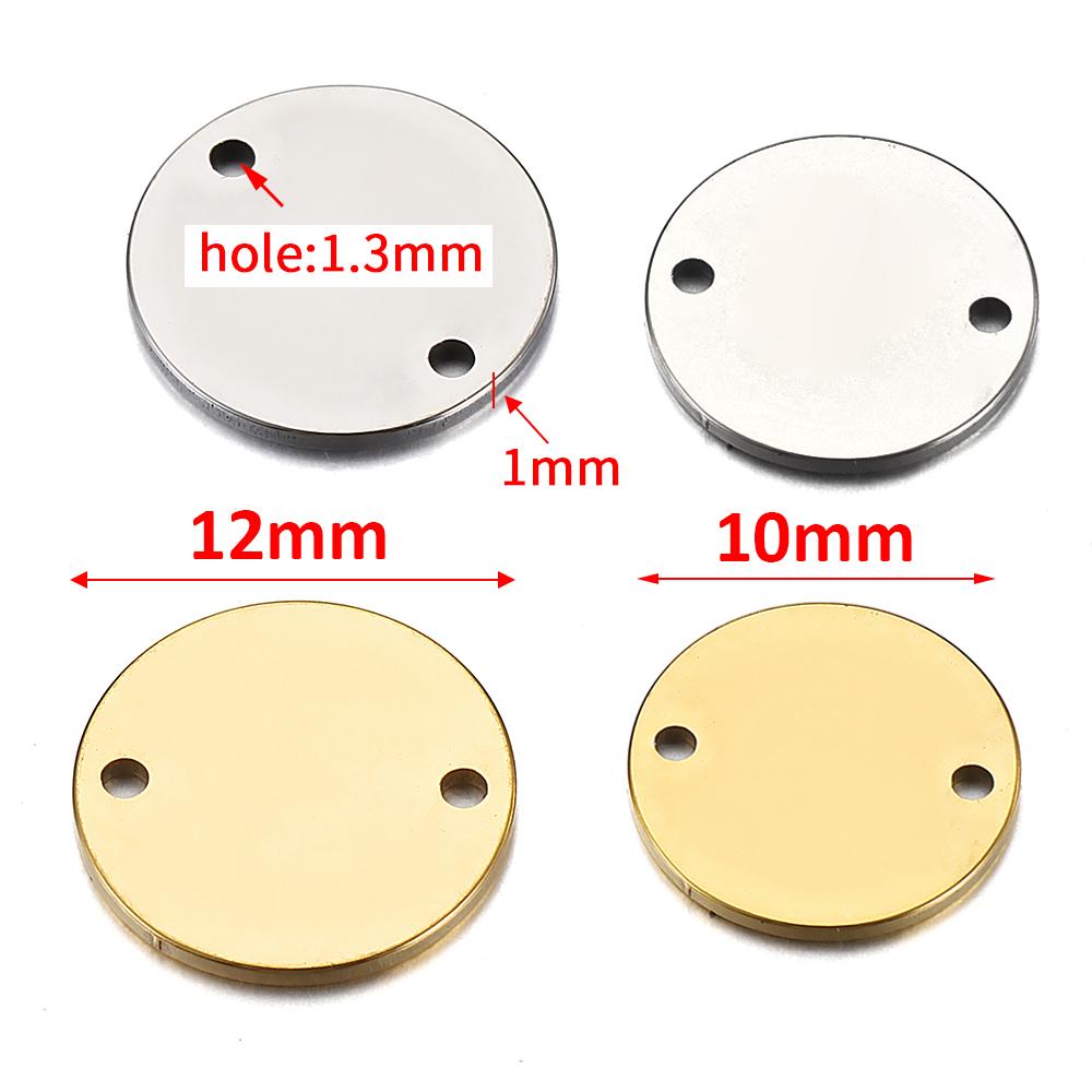 10pcs Stainless Steel Round Charms Double Holes Pendants Necklace Bracelet Connectors for Jewelry Making DIY Earring Pendants