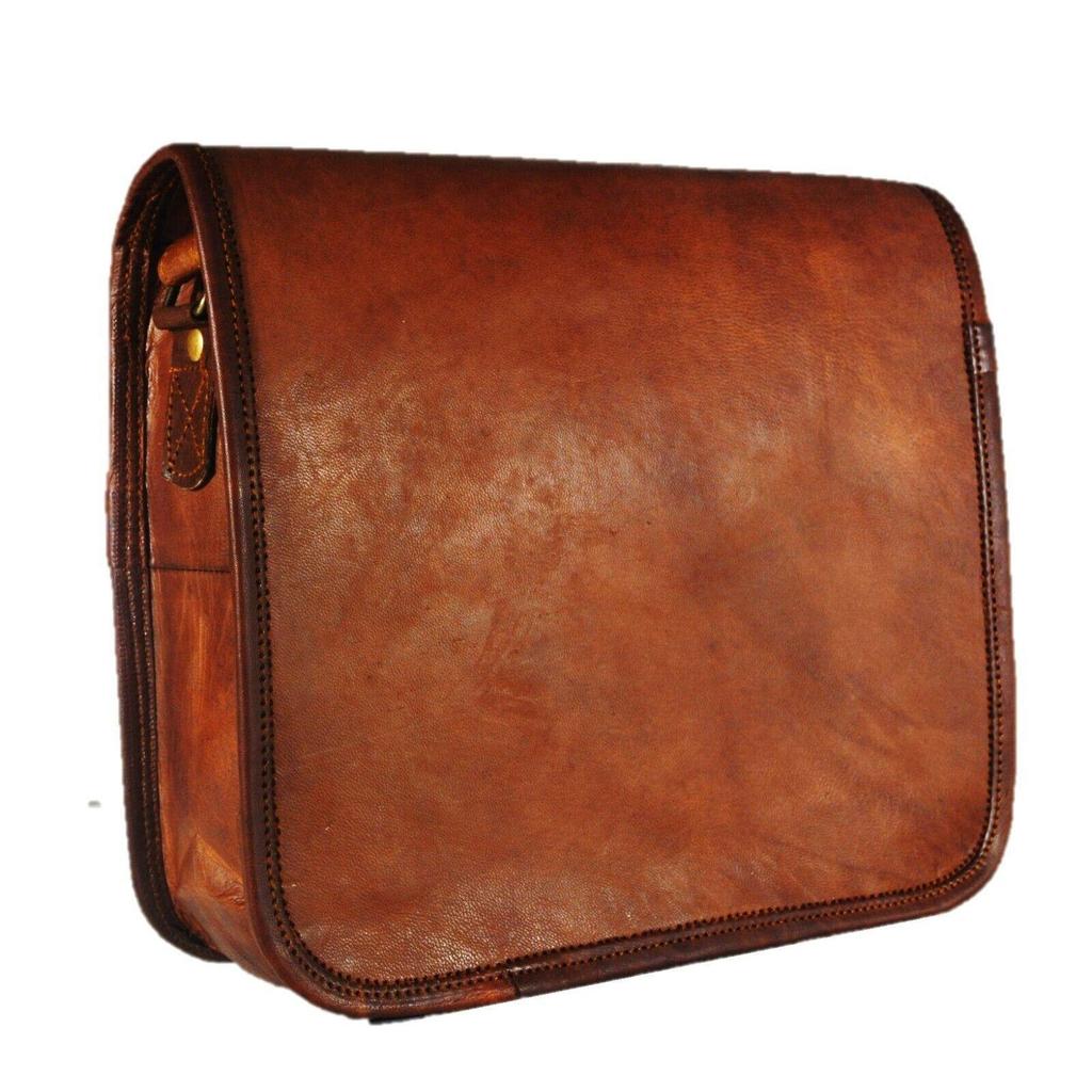 Γνήσιο Δέρμα Κατσίκας Χειροποίητη Σκούρο Καφέ Ανδρική Νέα Τσάντα Σακίδιο Vintage Τσάντα Ταχυδρόμου