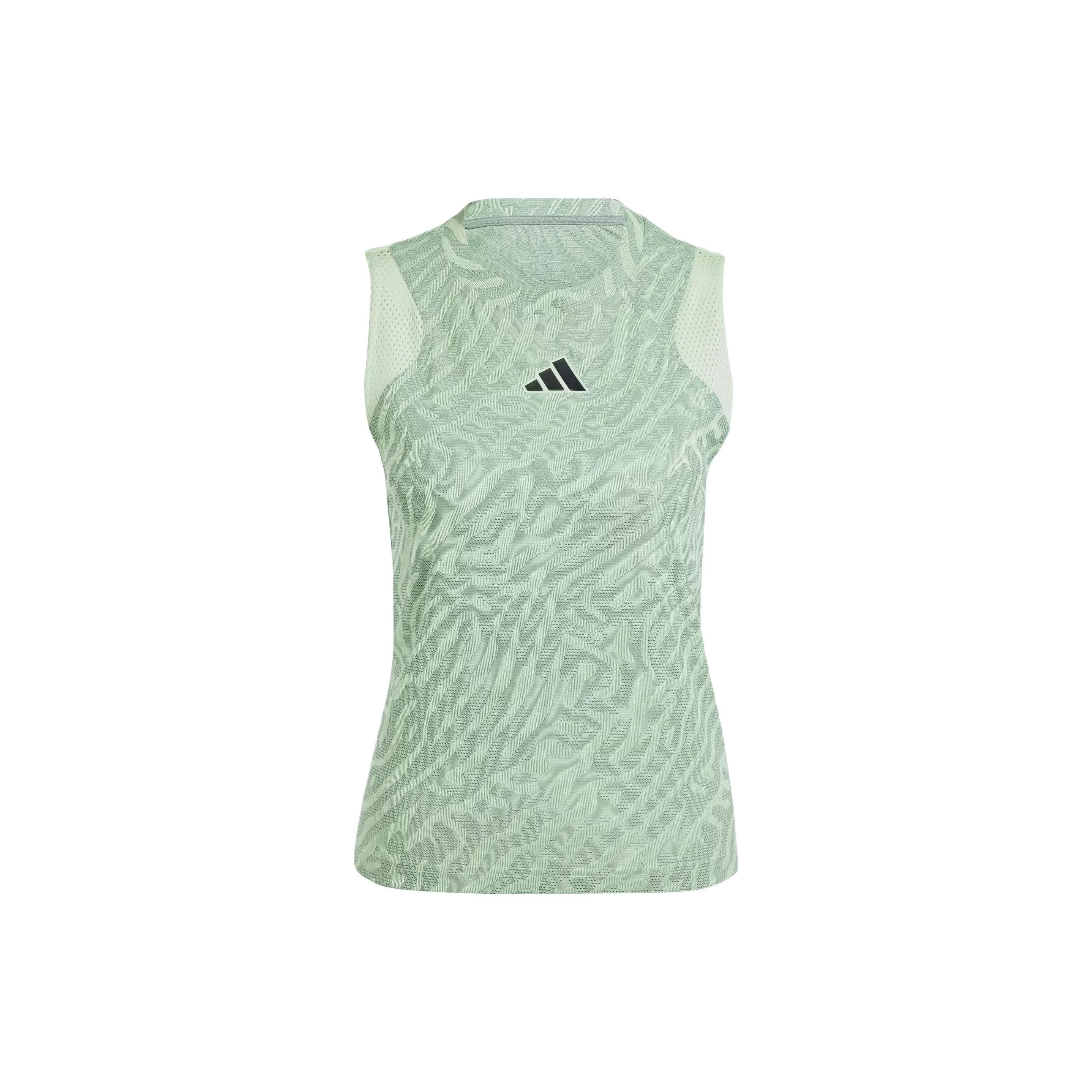 

Adidas Patterned Tennis Sports Tank Top Women Tops Silver Gray Green IP1975 S