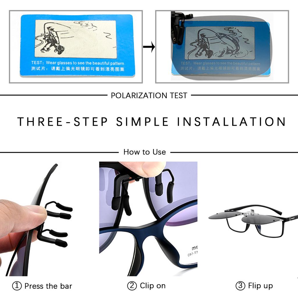 MAXJULl Clip On Sunglasses For Myopia UV400 Protection Flip Up Lens Fishing Driving Traveling 8505